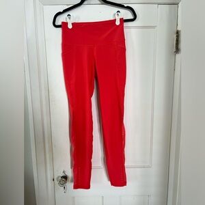 EUC - Orange/Red Powersoft Mesh-Panel Leggings with Pockets